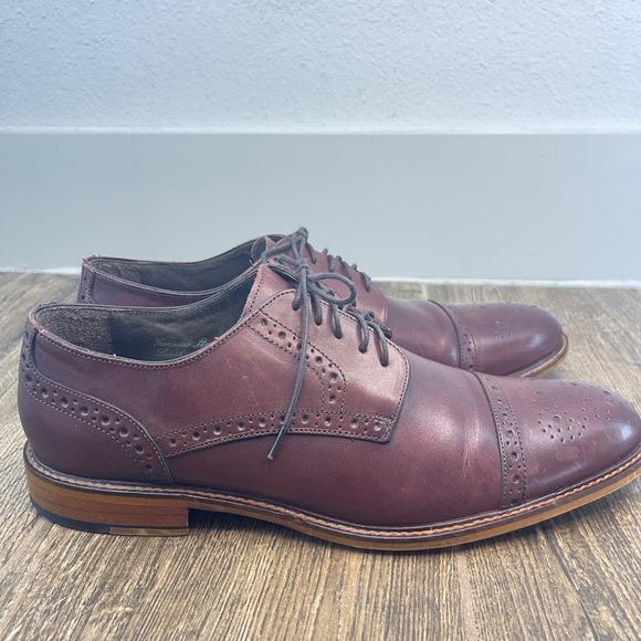 Joseph Abboud Owings Burgundy Leather Cap Toe Oxford Dress Shoes Mens 11.5 - Picture 3 of 9